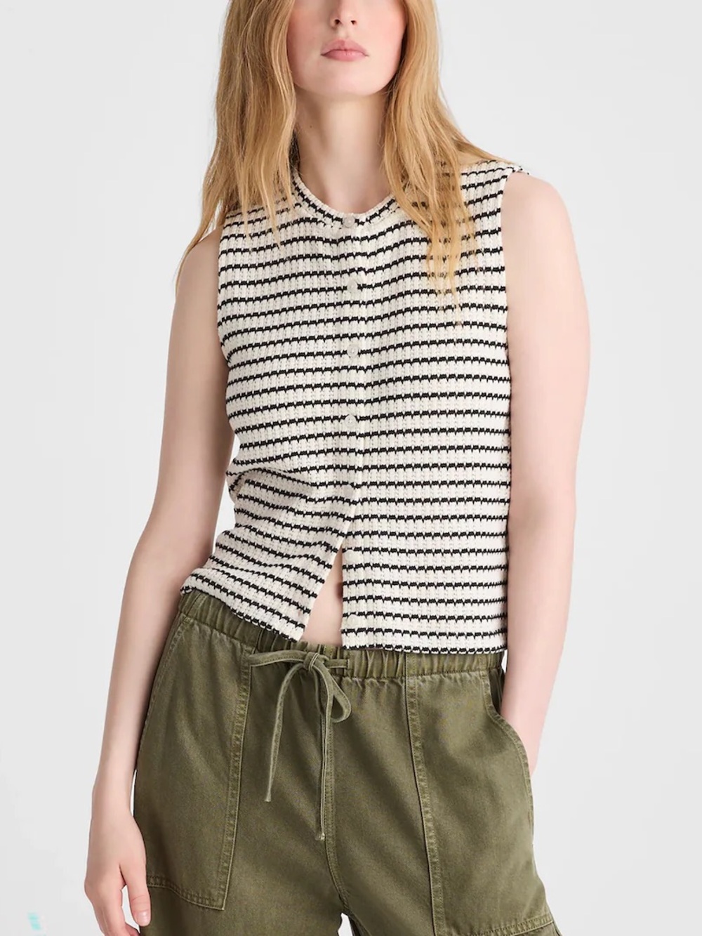 Madewell Black & White Striped Sleeveless Knit Tank